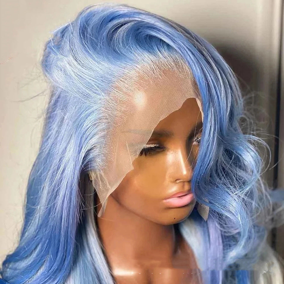 Blue Body Wave Human Hair Lace Front Wigs