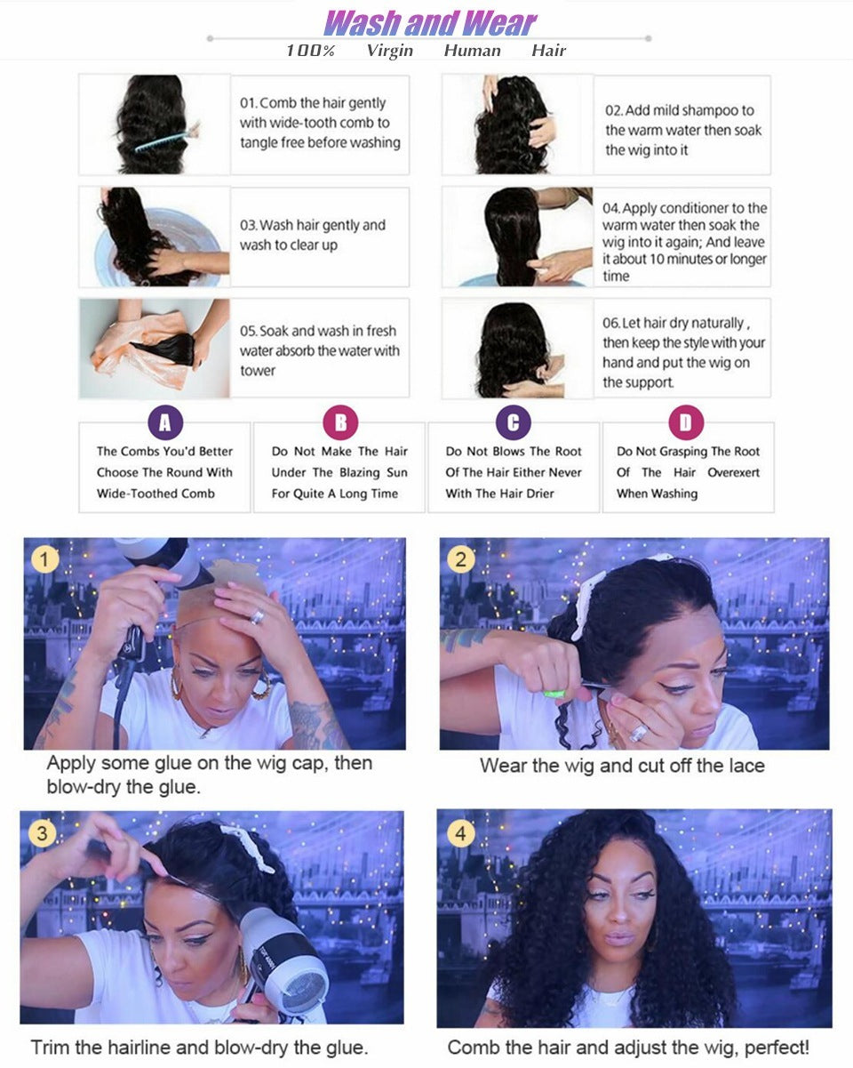 Blue Body Wave Human Hair Lace Front Wigs
