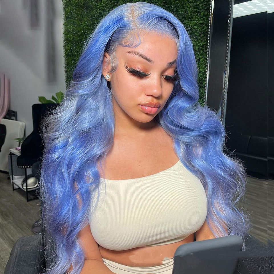 Blue Body Wave Human Hair Lace Front Wigs