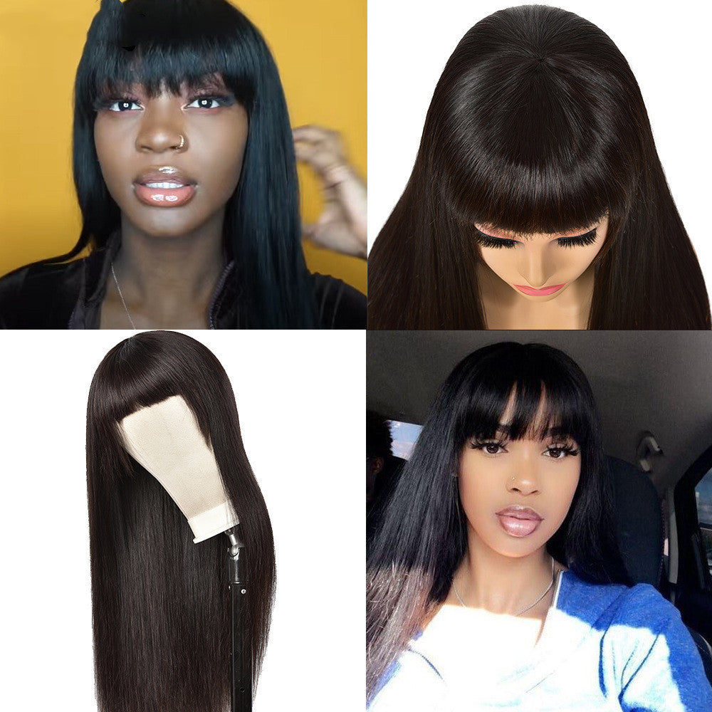 Human Hair Bang Wig Straight
