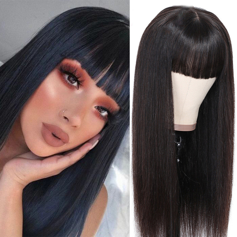 Human Hair Bang Wig Straight