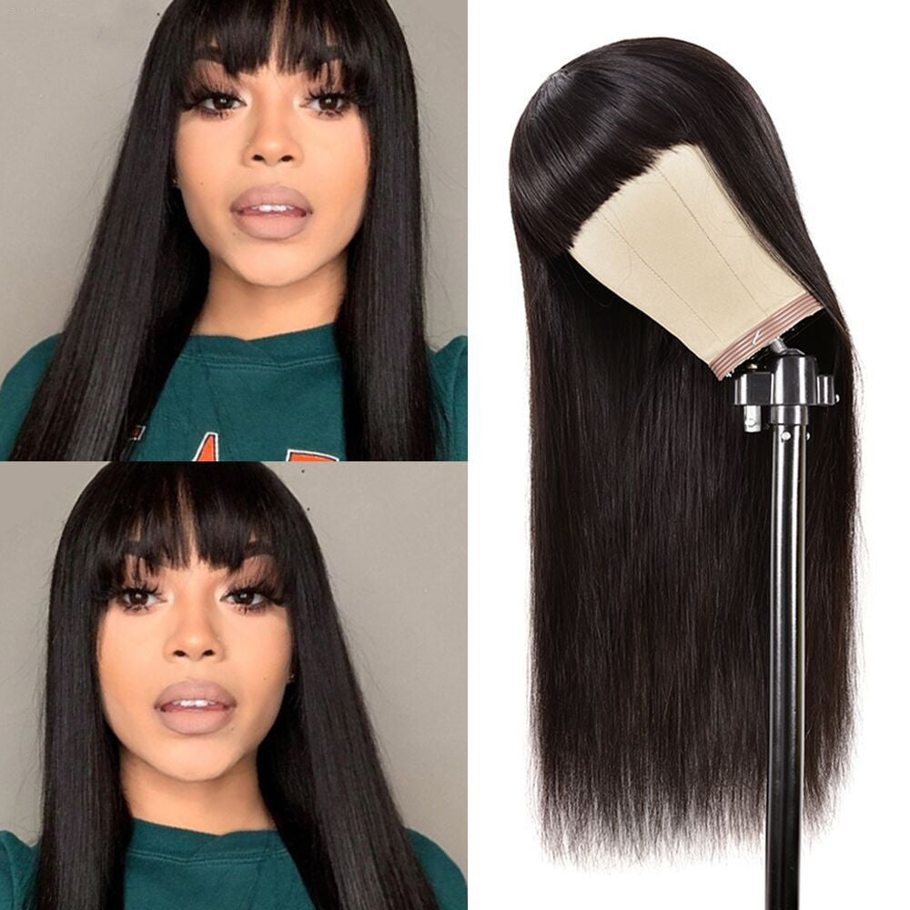 Human Hair Bang Wig Straight