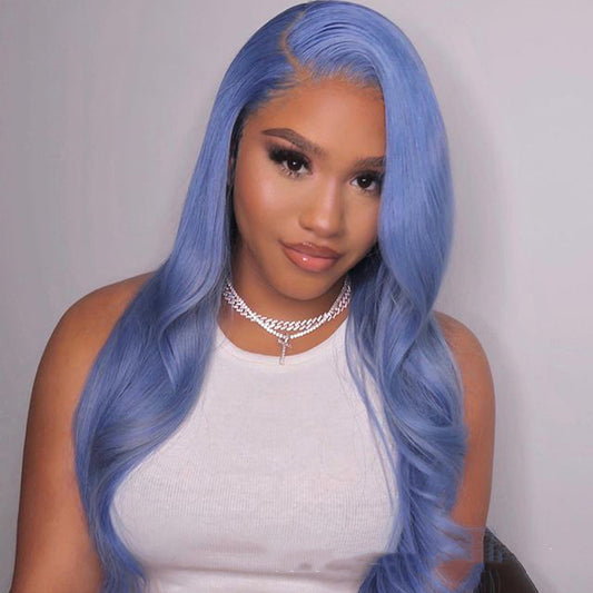 Blue Body Wave Human Hair Lace Front Wigs